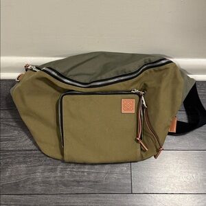 Loewe Olive Green Men's Canvas Chest Bag